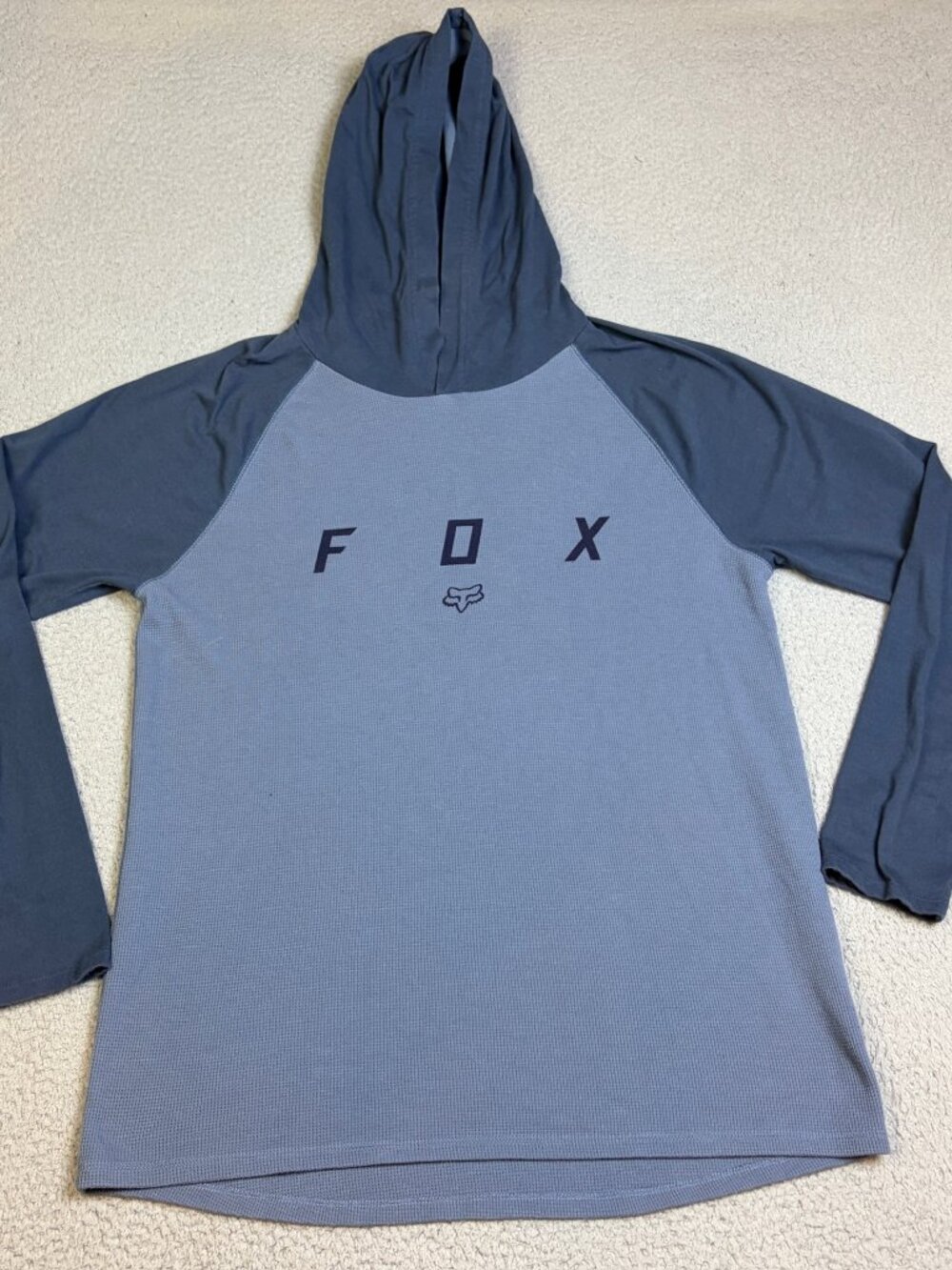 Fox Racing Hoodie Sweatshirt Mens Size Large Blue Spellout Casual Logo